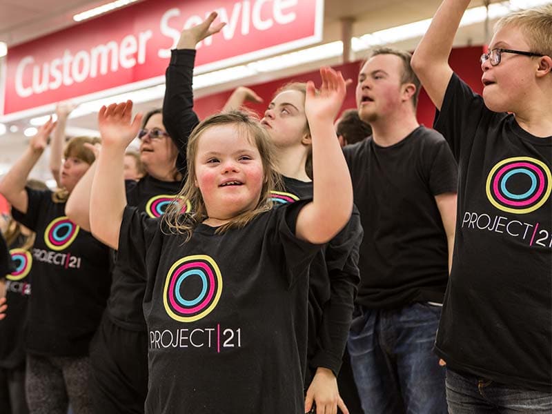 Project 21 UK Downs Syndrome Charity in Suffolk East Anglia World Down Syndrome Day Tesco Flash Mob